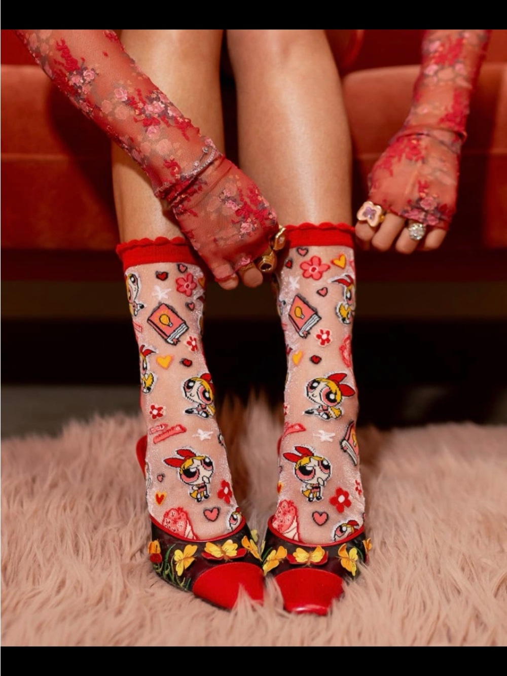The Power Puff Girls,Blossom Sheer Crew Sock. Price firm.